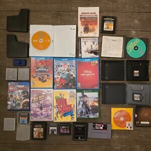 Huge Mixed Video Games Lot! Gameboy/Atari/Gamegear/SNES/DS/Wii + Cases!